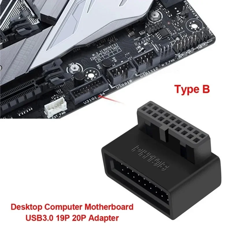 1/2/5pcs USB 3.0 19/20pin Male to Female Extension Adapter Angled 90 Degree Converter for Motherboard Connector Socket