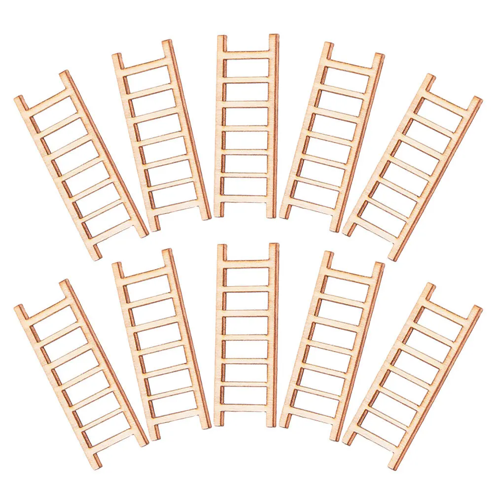 

10pcs Mini Wooden Ladders Micro Landscape Decoration House Accessories Cute Miniature Ladder Ornament For Mini Home Photography
