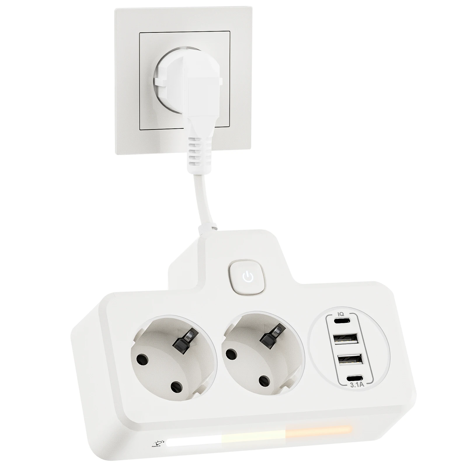 

With 2 AC power sockets 4 USB ports EU fast charging power socket with on/off switch Touch LEDs, 13A 250V 3250W for home office