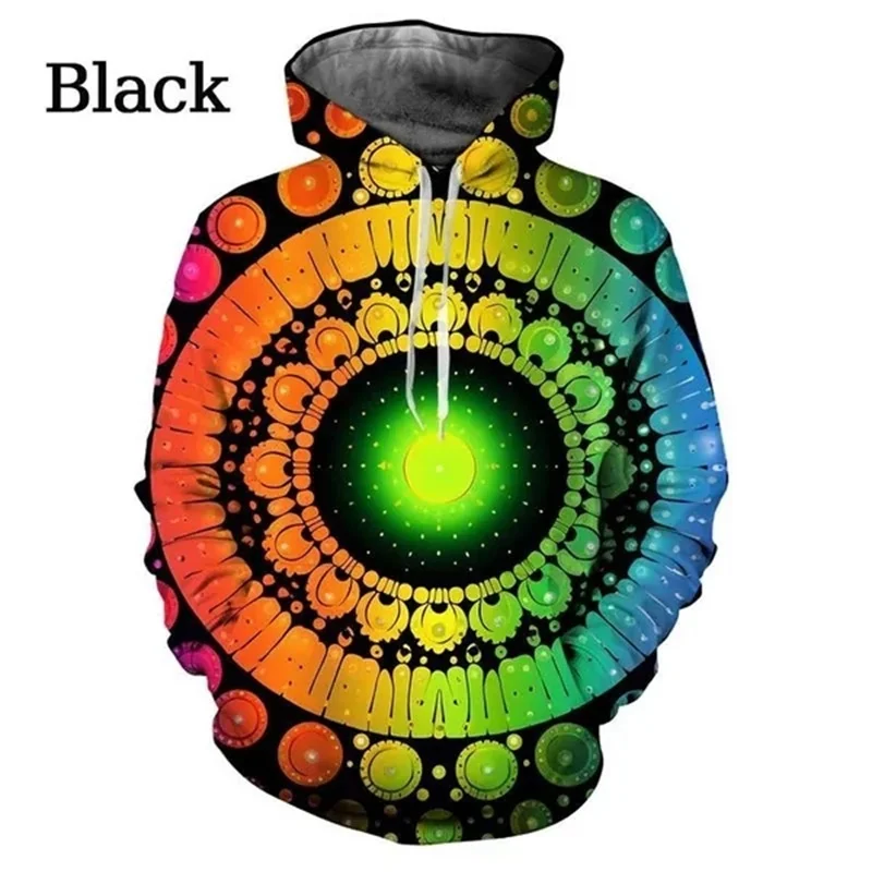 3D Printed Kaleidoscope Hoodie For Men Color Blending Pattern Pullovers Spring Autumn Casual Long Sleeves Hoodies Top Sweatshirt