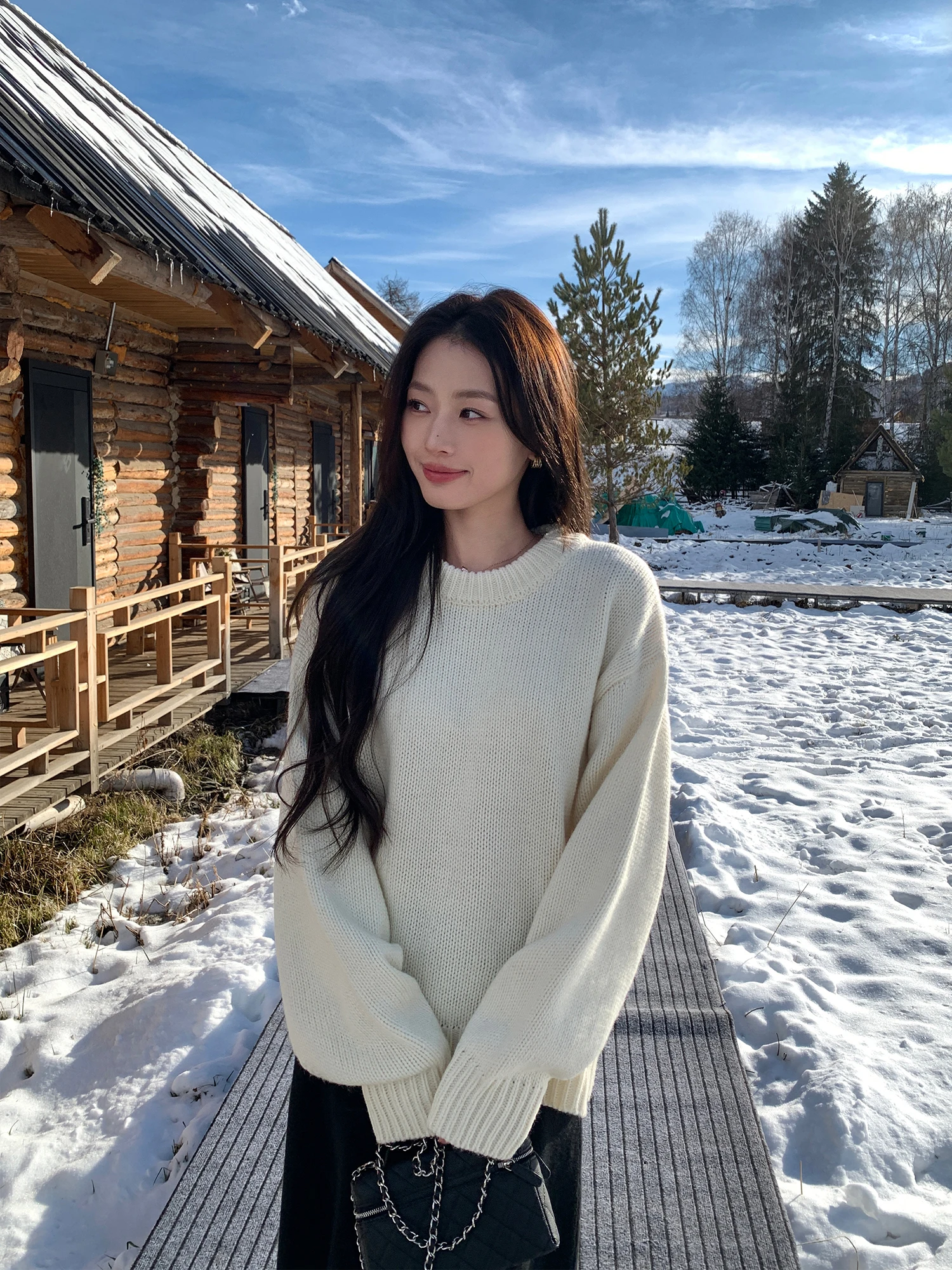 

Женский свободный вязаный свитер Pusumede Cape Town Holiday с круглым вырезом и длинными рукавами, повседневный, комфортный, базовый слой