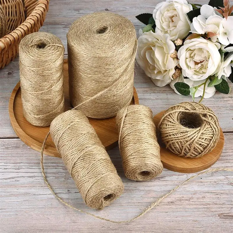 30/50/100Meters Natural Vintage Jute Rope Cord String Twine Burlap Ribbon Crafts Sewing DIY Jute Hemp Wedding Party Gift Decor