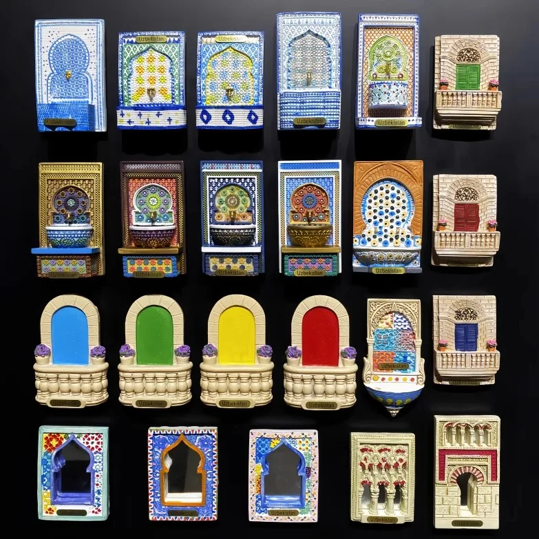 A full set of Central Asian Uzbekistan travel memorial creative three-dimensional resin decorative magnet refrigerator stickers