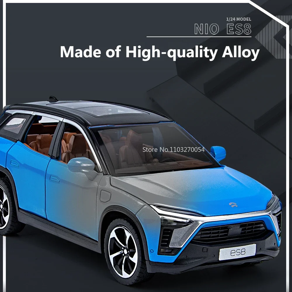 1:24 NIO ES8 L9 合金ミニチュアおもちゃの車モデルダイキャストサウンドライトプルバックドアオープン新エネルギー車両コレクション子供のおもちゃ