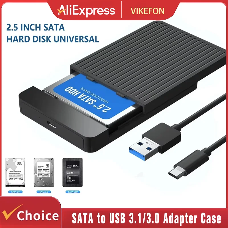 

2.5 HDD/SSD Case SATA to USB 3.1/3.0 Adapter Case 6gbps HD External Hard Drive Enclosure Box for Disk HDD Type USB-C Enclosure