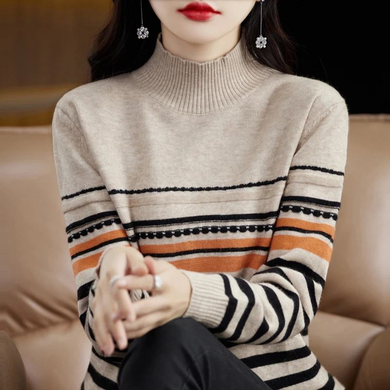 Cashmere Sweater Womens Turtleneck Pullover  Fashion Knitted Women  Loose Wool leisure Time Sweater Female Autumn And Winter New