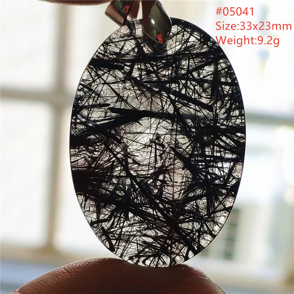 Natural Black Rutilated Quartz Pendant Rutilated Necklace Brazil Rectangle Water Drop Bead Women Men Jewelry AAAAA view 3