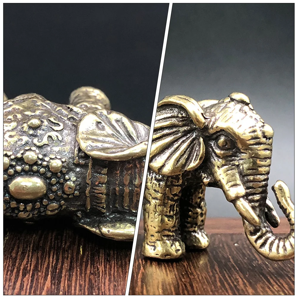 

Elephant Ornaments Scene Decor Statue Desktop Tabletop Elephants Brass