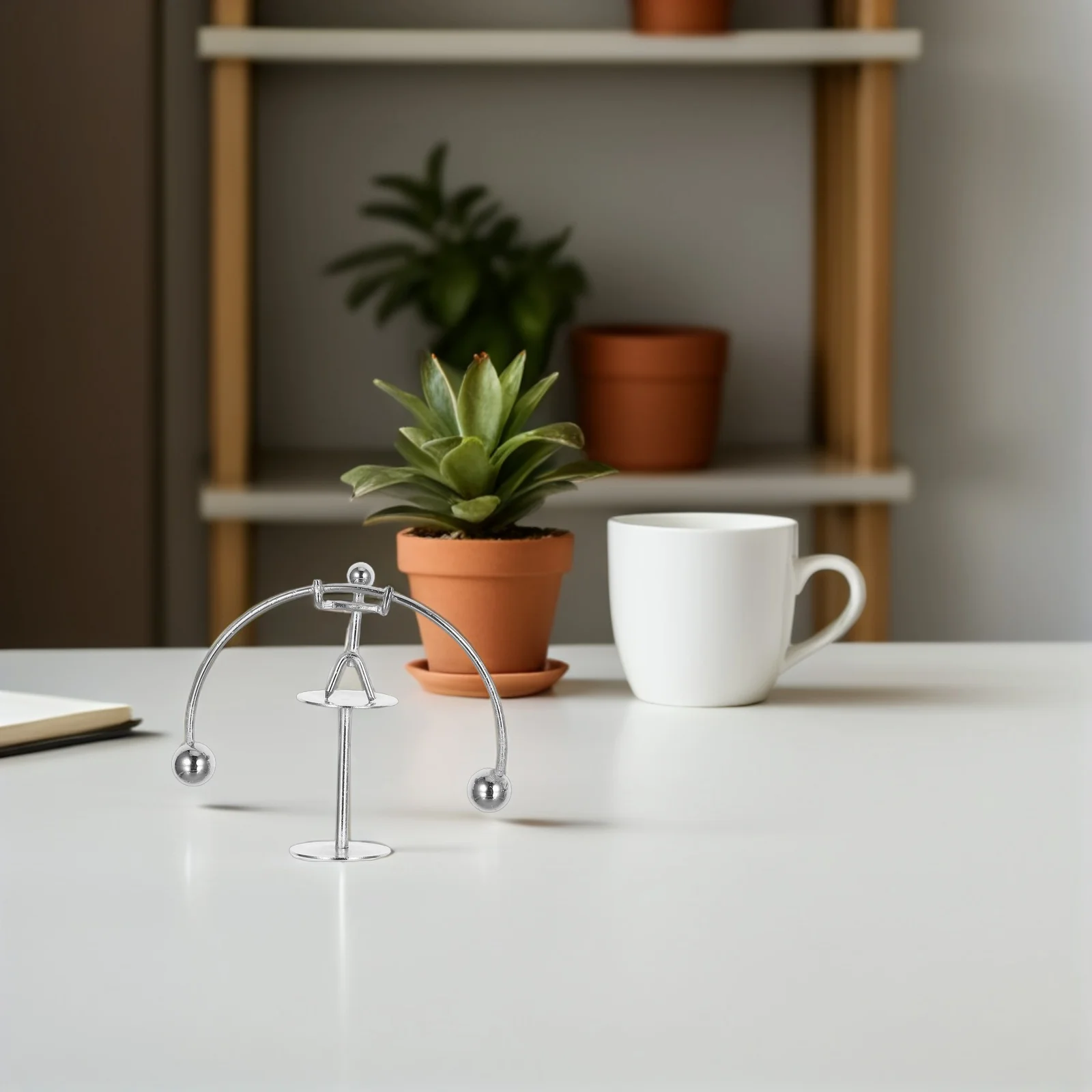 2 قطعة موازنة الفيزياء تمثال الحركة الدائمة الصغيرة لمكتب الضغط سطح المكتب عرض العلوم الديكور