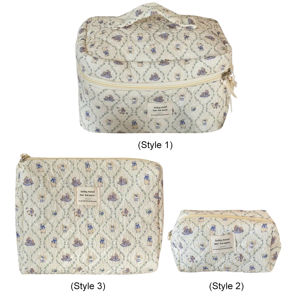 

Quilted Rabbit Makeup Bag Makeup Storage Bag Large Capacity Portable Cosmetic Pouch Cute Rabbit Toiletry Bag Travel Cosmetic Bag
