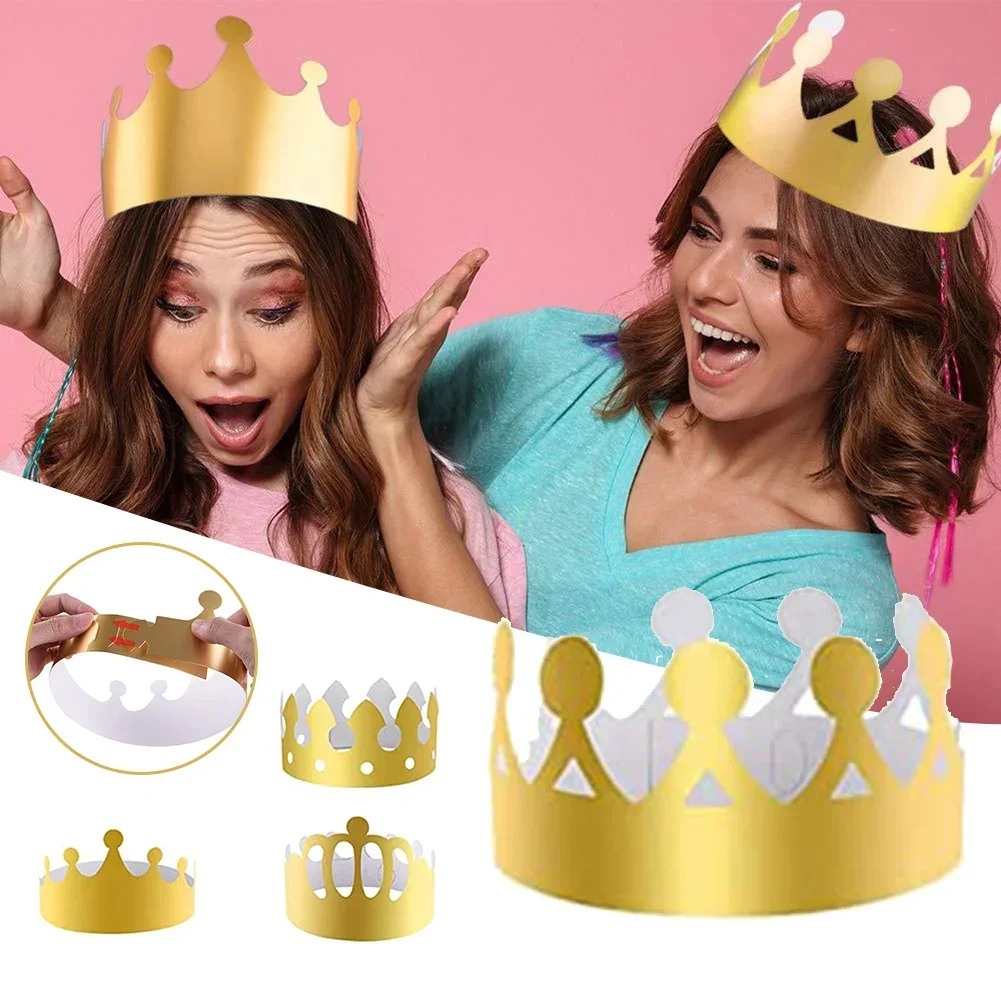 King Crown Party Hats 4Styles For Coronation Celebration Gold Paper Crowns King Crown Party Hats Brand-new Easy To Install