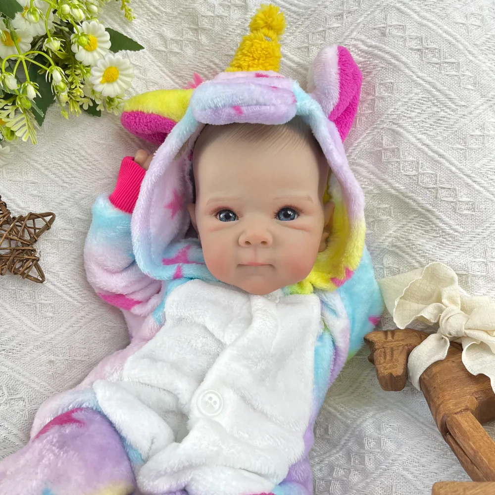 

BZDOLL 18 Inch Lifelike Reborn Baby Doll Cloth Vinyl Body Real Look 3D Skin Handmade Birthday Gift 45 CM Toy with Blood Vessel
