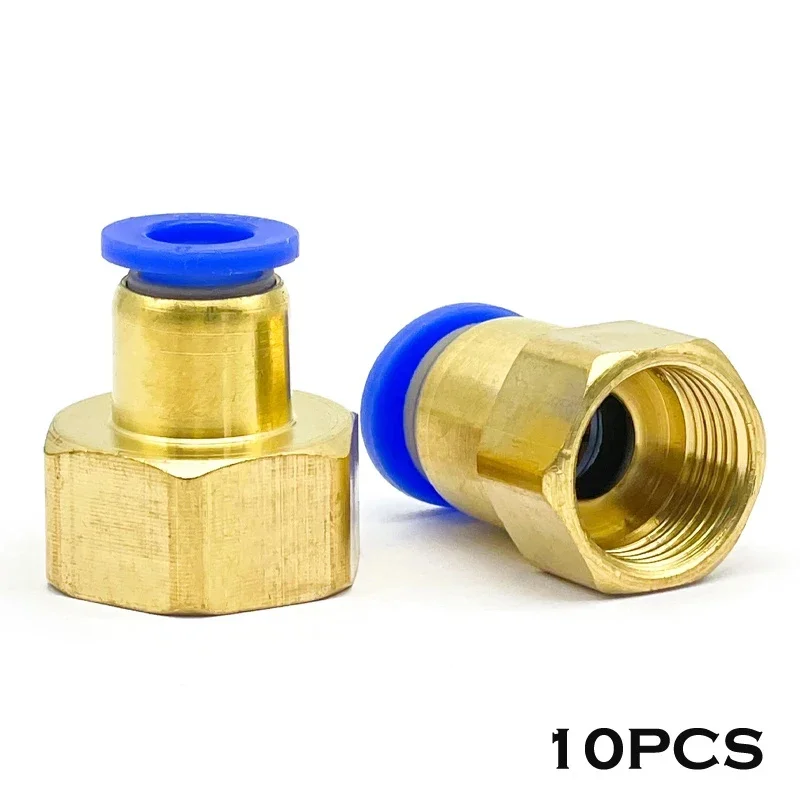 10Pcs PCF Hose Connection Air Fitting 4-12Mm Female Thread Bsp 1/4 1/2 1/8 3/8 Nipple Brass Quick Coupling Pneumatic Fittings