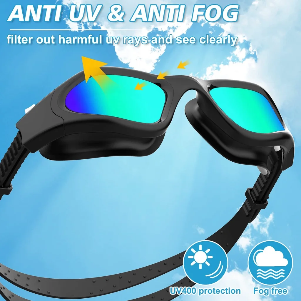 

WIN.MAX Polarised Swimming Goggles for Adults Anti Fog UV Protection Waterproof Comfort Goggles with Mirror/Smoke Lens