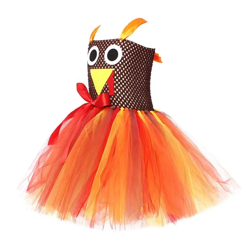 Thanksgiving Tutu For Kids Thanksgiving Bowknot Breathable Tutu With Headband Festival Cosplay Costumes Girls Stage Carnivals