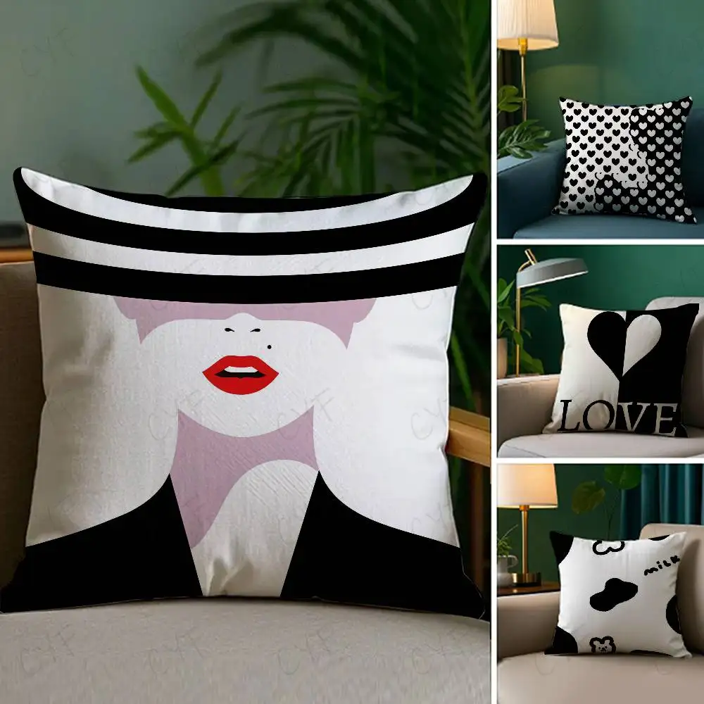 

Advanced Black White Pillow Case Custom Printed Brushed Fleece Pillow, Baby Skin-Touch, Eco-Friendly Dye-Sublimation Cushion for