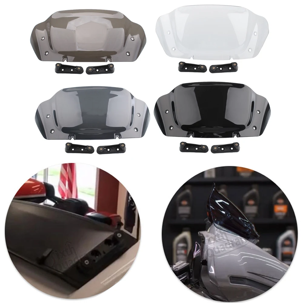 

Motorcycle 10 inch Front Fairing Windshield ABS Plastic Clear/Black For Harley CVO Street Glide FLHXSE models 2023 2024 -Later