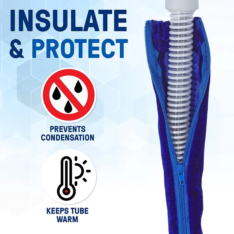 Soft ＆ Washable CPAP Hose Tube Cover CPAP Hoses Zippered Tubing Wrap Piple Protector CPAP Accessory Prevent Noise Condensation