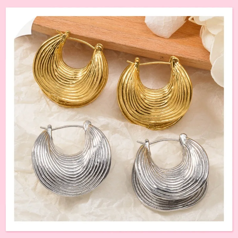 

Серьги Cold Wind с ретро-спиральной текстурой, женские, геометрические, нишевые, класса люкс, легкие, роскошные, универсальные, новые