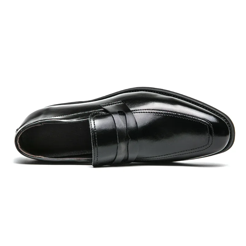 Black Men Loafers Shoes Wedding Business Men Dress Shoes Pu Leather Slip-On Solid Round Toe Handmade Men Shoes Size 38-44