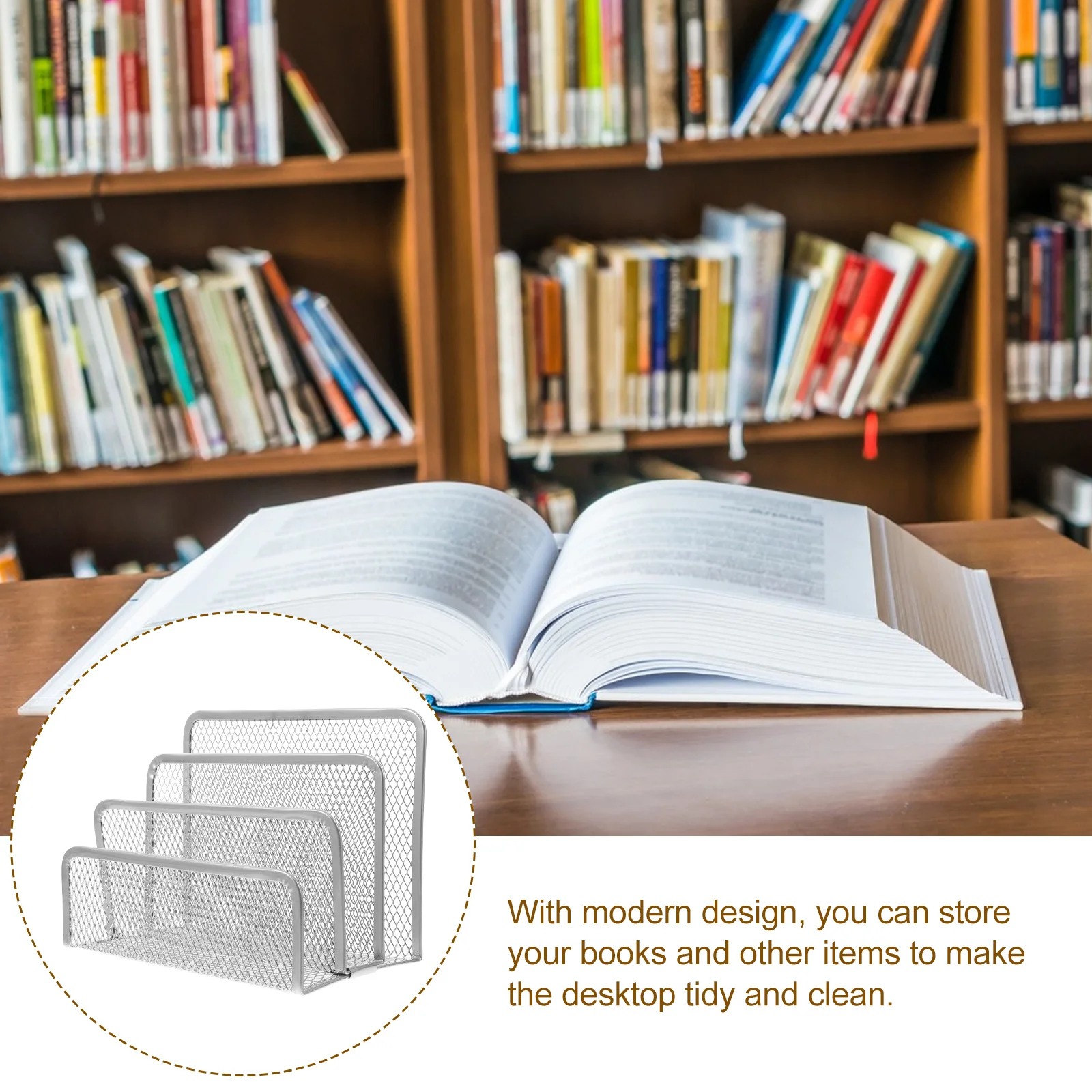 

1pc Metal Desk Organizer 3-Tier Desktop Bookshelf Stand For Office Home Study Storage Rack File Magazine Holder Decor