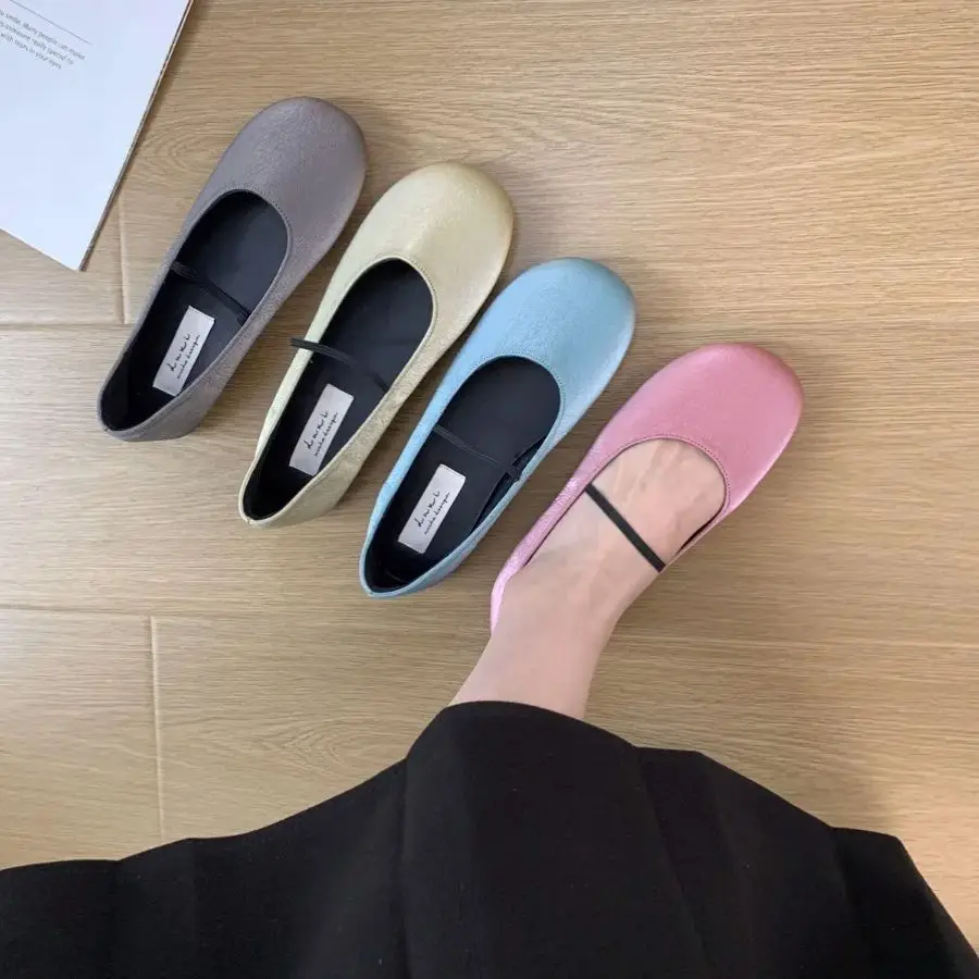 Bailamos Tabi Ninja Moccasins Ballet Flats Round Split Toe Shallow Women Single Shoes Slip On Loafers Female Casual Soft Dress S