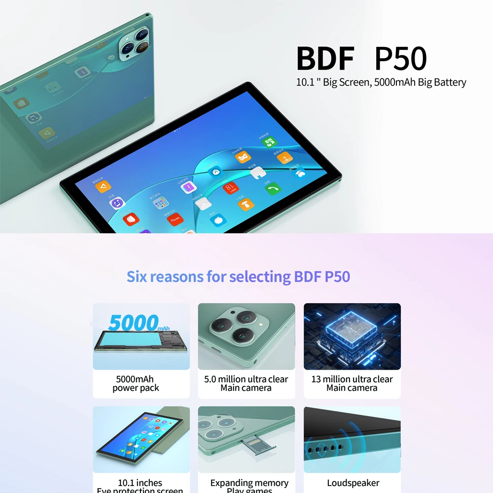 10.1 인치 BDF 태블릿 PC, 8GB RAM, 256GB ROM, 옥타코어 AI 속도 향상 태블릿, 4G LTE 전화 통화, 듀얼 SIM 듀얼 와이파이 태블릿, 안드로이드 12