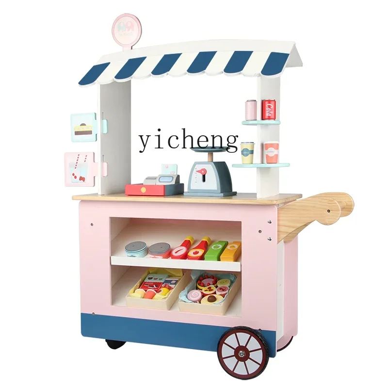 Tqh Convenienza per bambini Auto Cantina Negozio Vestito Gelato in legno Casa da gioco Simulazione Supermercato Registratore di cassa Giocattolo