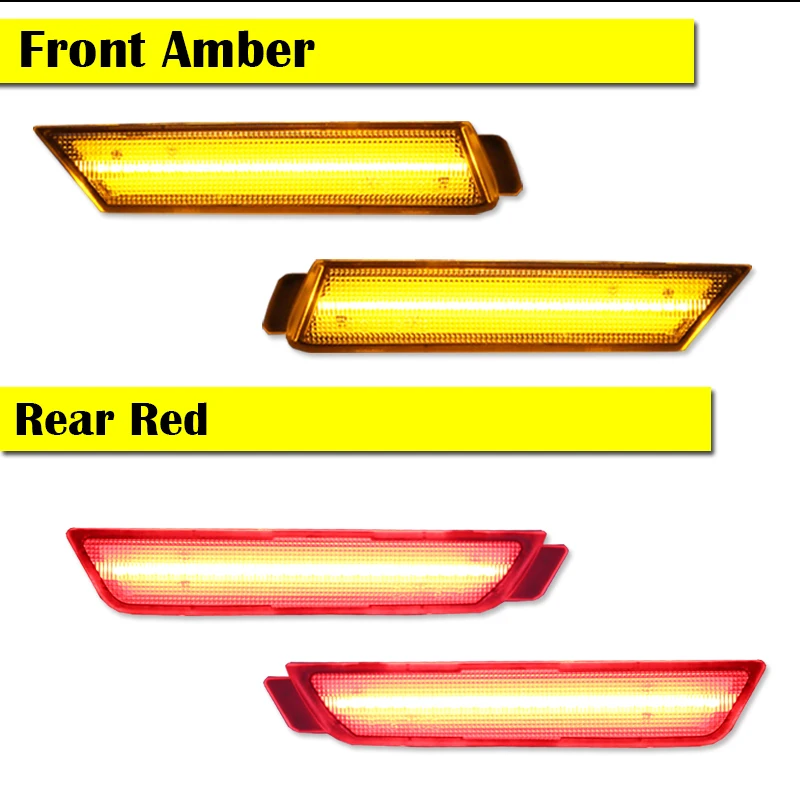 iJDM Amber/Red Front/Rear bumper Full LED Side Marker Light Kit For Chevy Camaro,Replace OEM Turn SignalLights/Driving Lights