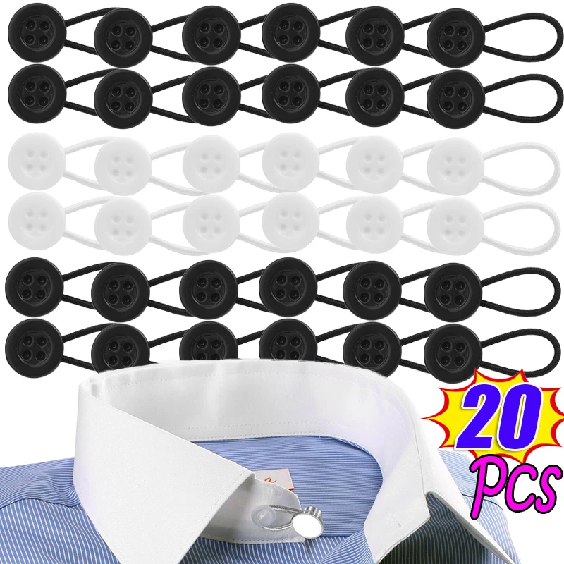 20Pcs Collar Extenders Metal Buttons Jeans Pants Waist Stretch Shirt Suit Tie Neck Expanders Flexible Lock Lengthen Buckle Gift