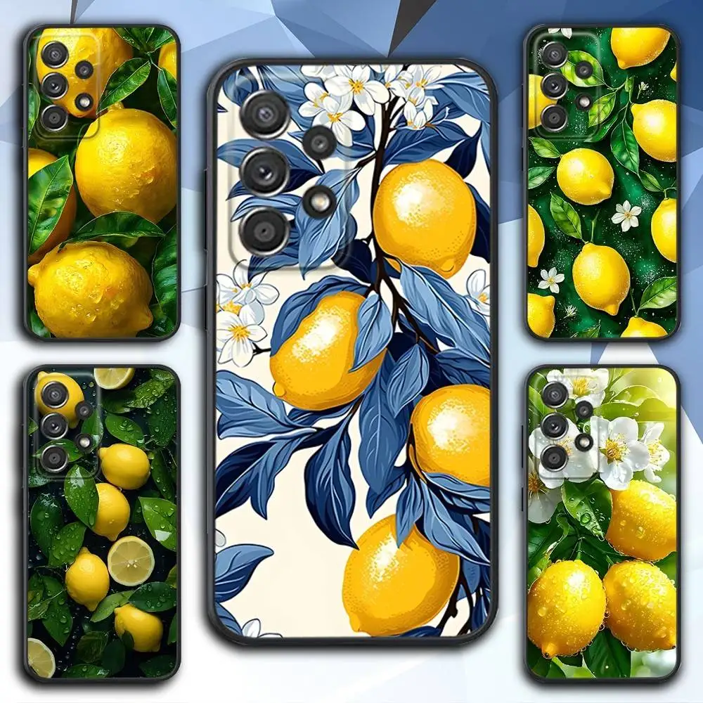 

Fruit lemon Painting Phone Case For Samsung S 25,24,23,22,30,21,10,9,Ultra,Plus,Lite,FE,4,5 G Soft Black Case