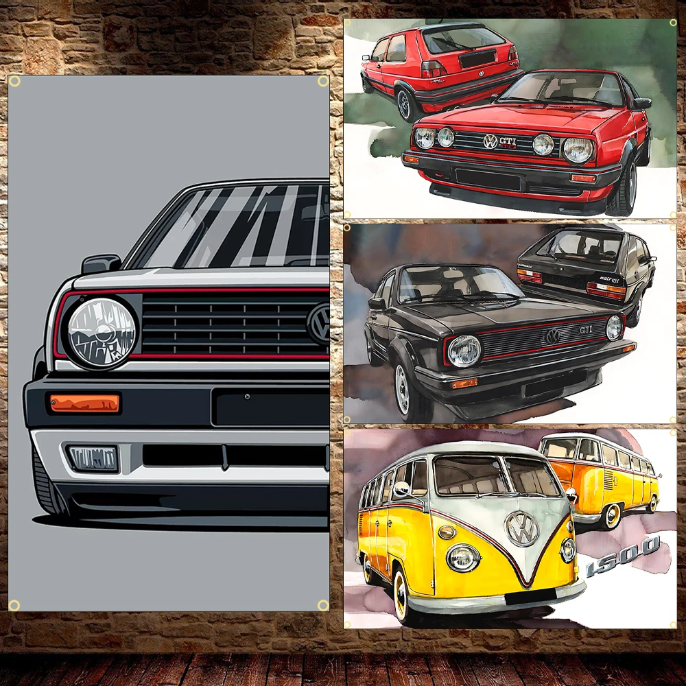 COOL WW Racing Car Banner Polyester Car Flag 60x90cm 90x150cm Decorative Outdoor Garage Banner for Car Lovers