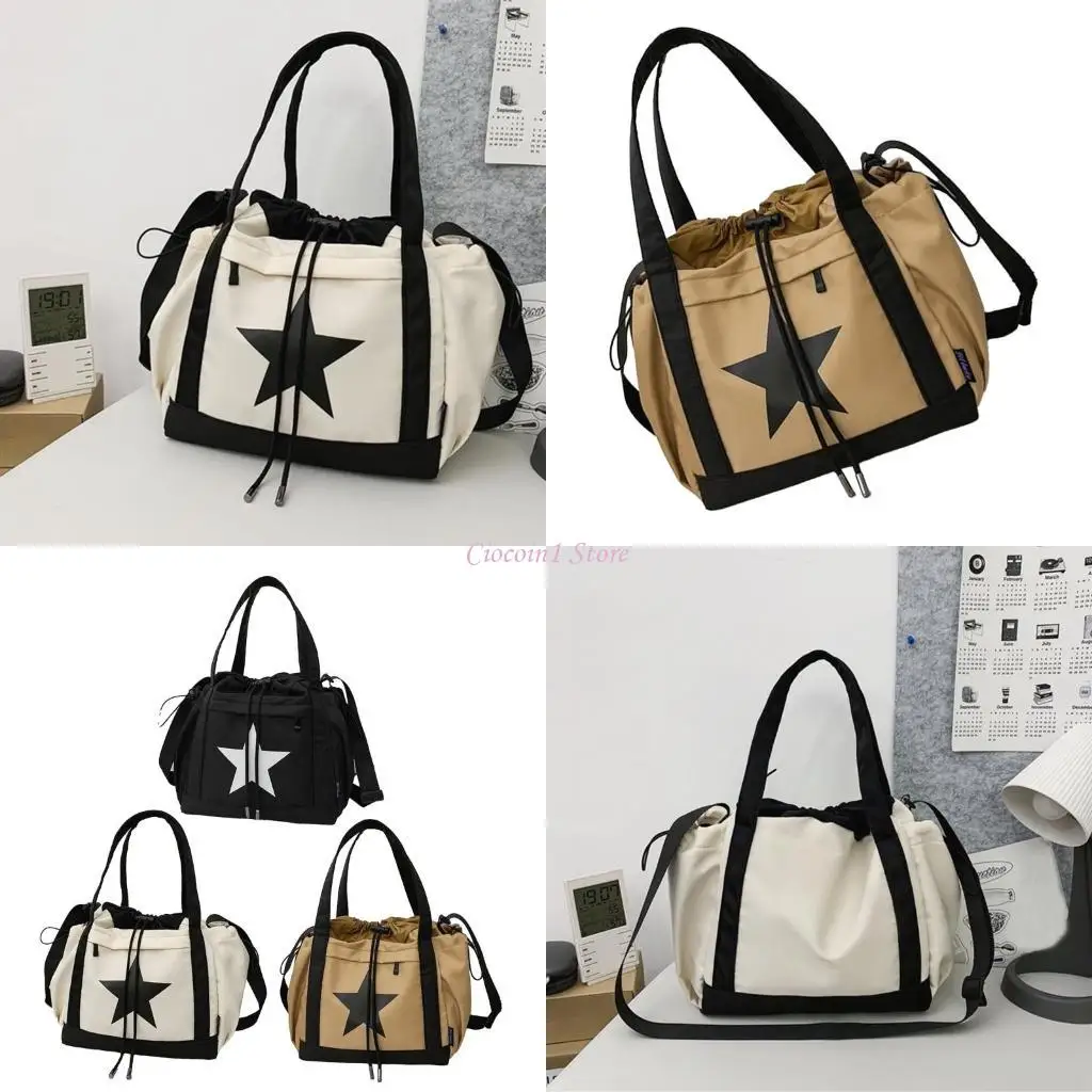 

Y1UB Large Capacity Crossbody Bag for Women Man Star Print Handbag Nylon Shoulder Bag