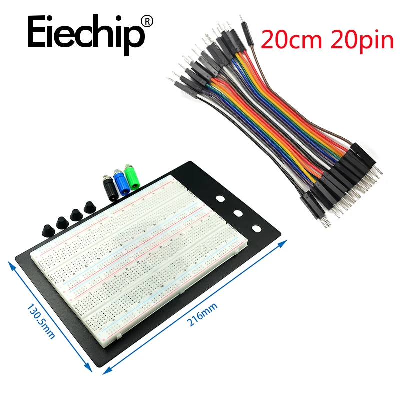 ZY-204 Solderless Breadboard Protoboard SYB-1660 4 Bus Test Circuit Board Tie-point Male to Male Dupont Line Cable DIY KIT image 4
