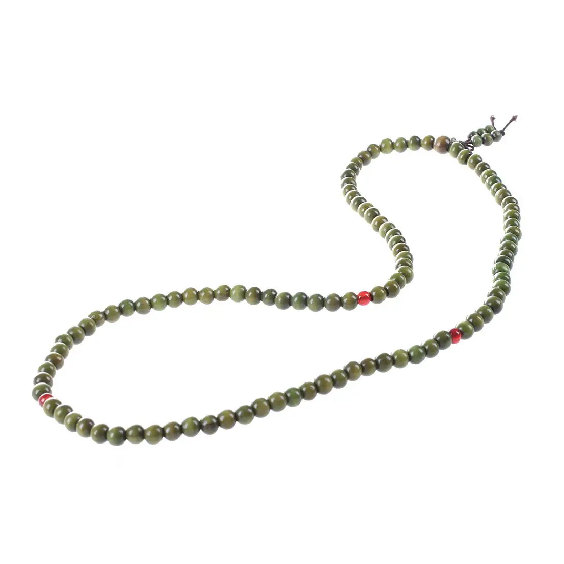 Olive Green Sandalwood Beads Buddha Buddhist Stretch Necklace Rosary 29