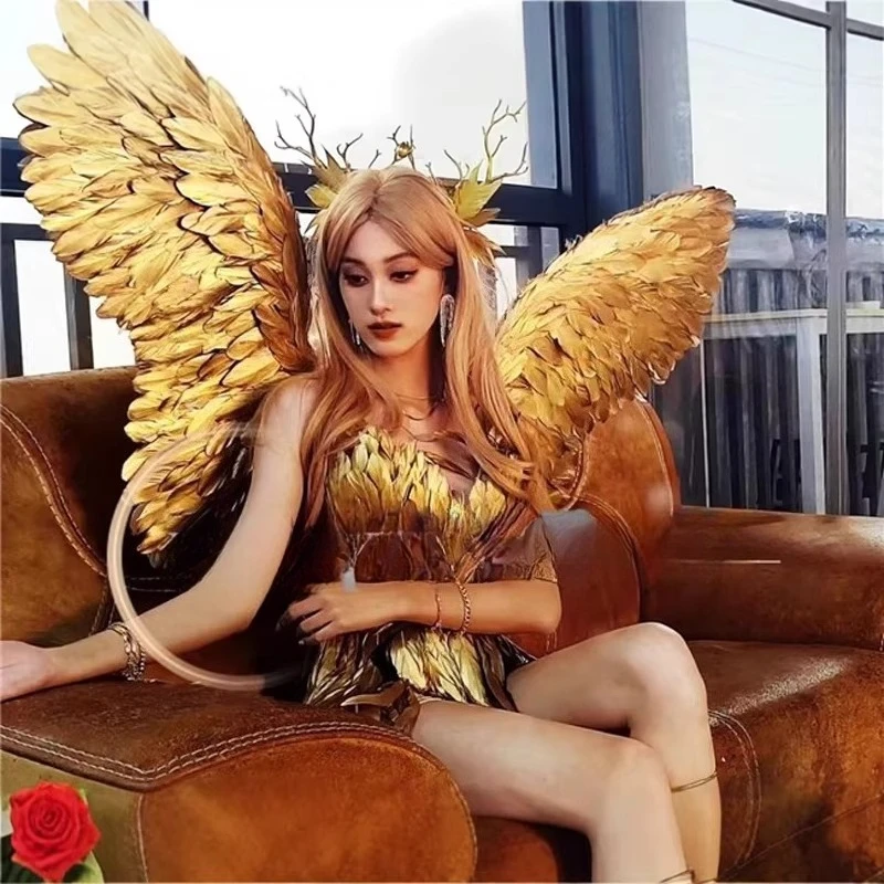 Golden Angel Wings Handmade Golden Large Wings Suitable for Role Playing, Stage Performances and Theme Parties