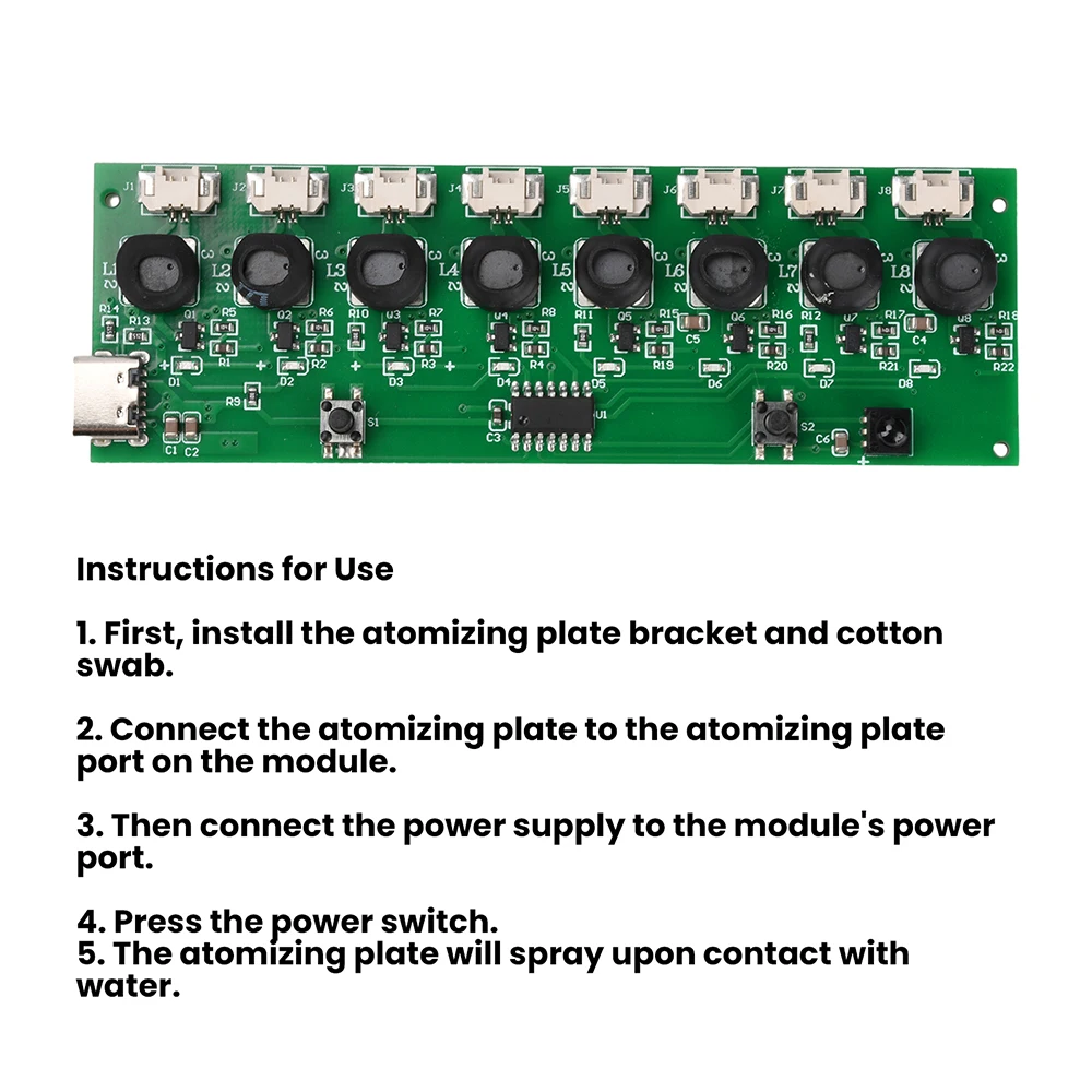 DC 5V 12W Sprühbefeuchter-Modul Zerstäubungssteuerplatine Ultraschall-Zerstäuber Unterstützt Schnelles Laden mit Typ-C-Schnittstelle – Detail 7