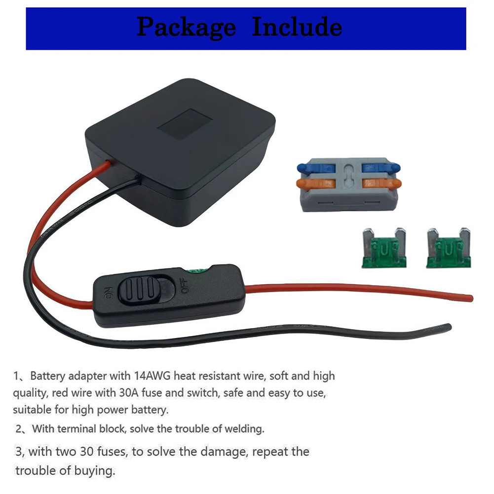 18V Power Wheels Adapter Replacement Wire Harness Connector Compatible Einhell Power X-Change Battery With Safety Wire Switch