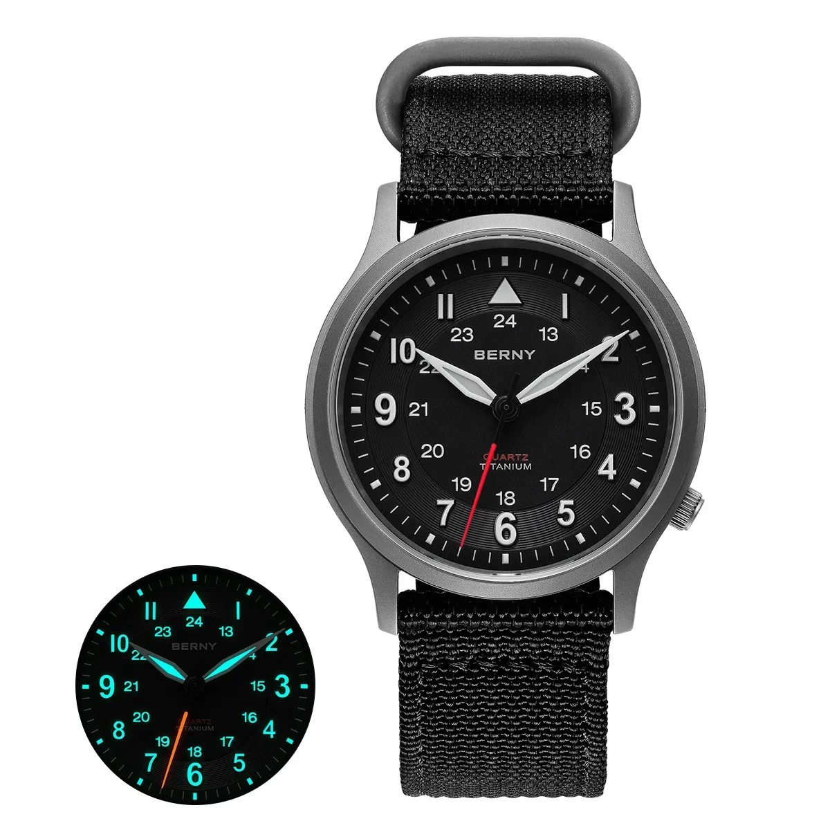 Berny Titanium Watches for Men Classic Mens Field Pilot Watch łatwy odczyt na zewnątrz kwarcowy zegarek Super Luminous Sapphire 5atm