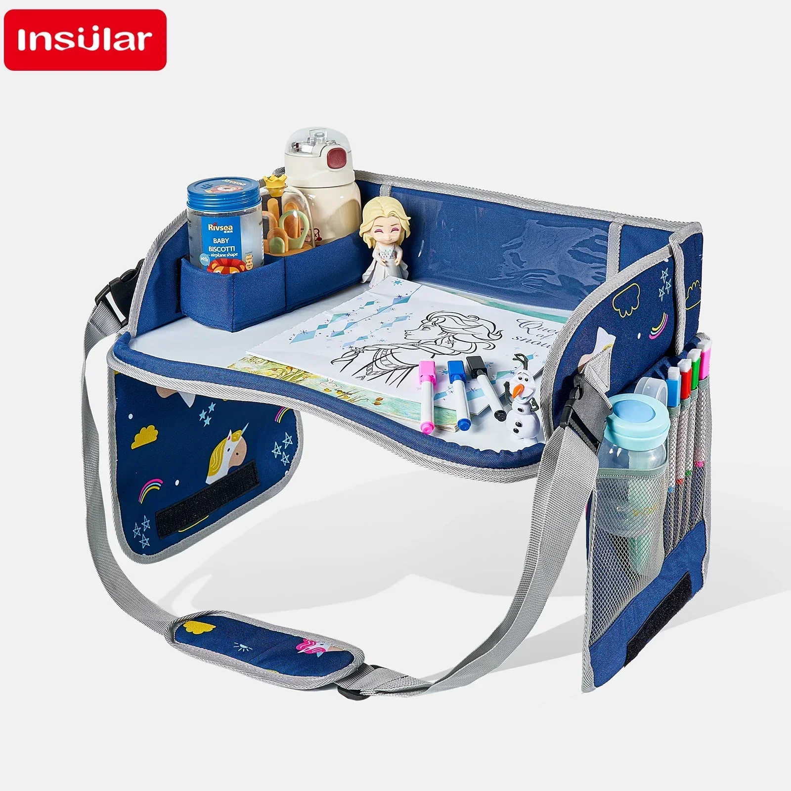 Kids Portable Travel Car Multifunctional Whiteboard Paintboard with Easy-Wipe Tray Water-Based In-vehicle Entertainment System