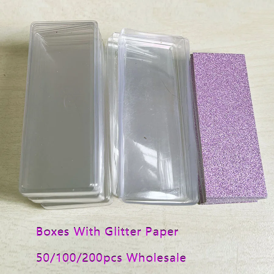 Novo 50/100/200 pçs caixa de embalagem de cílios atacado cílios plástico vazio caixas de pacote caso 8-20mm cílios caixa retângulo