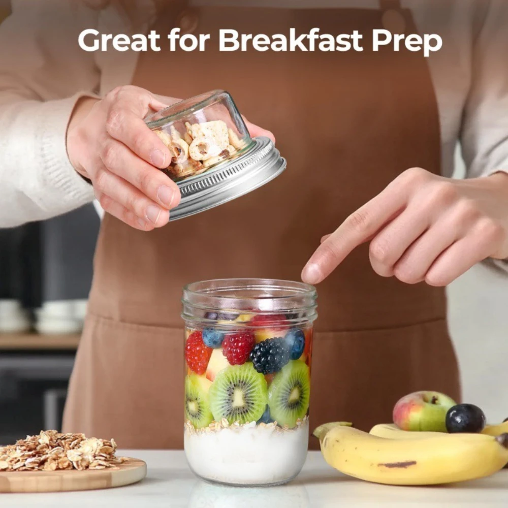 

1Pc Dry-wet Separated Overnight Oat Box with Lid Portable Yogurt Jelly Cup Storage Bottles & Jars for Spices Beans Home Storage