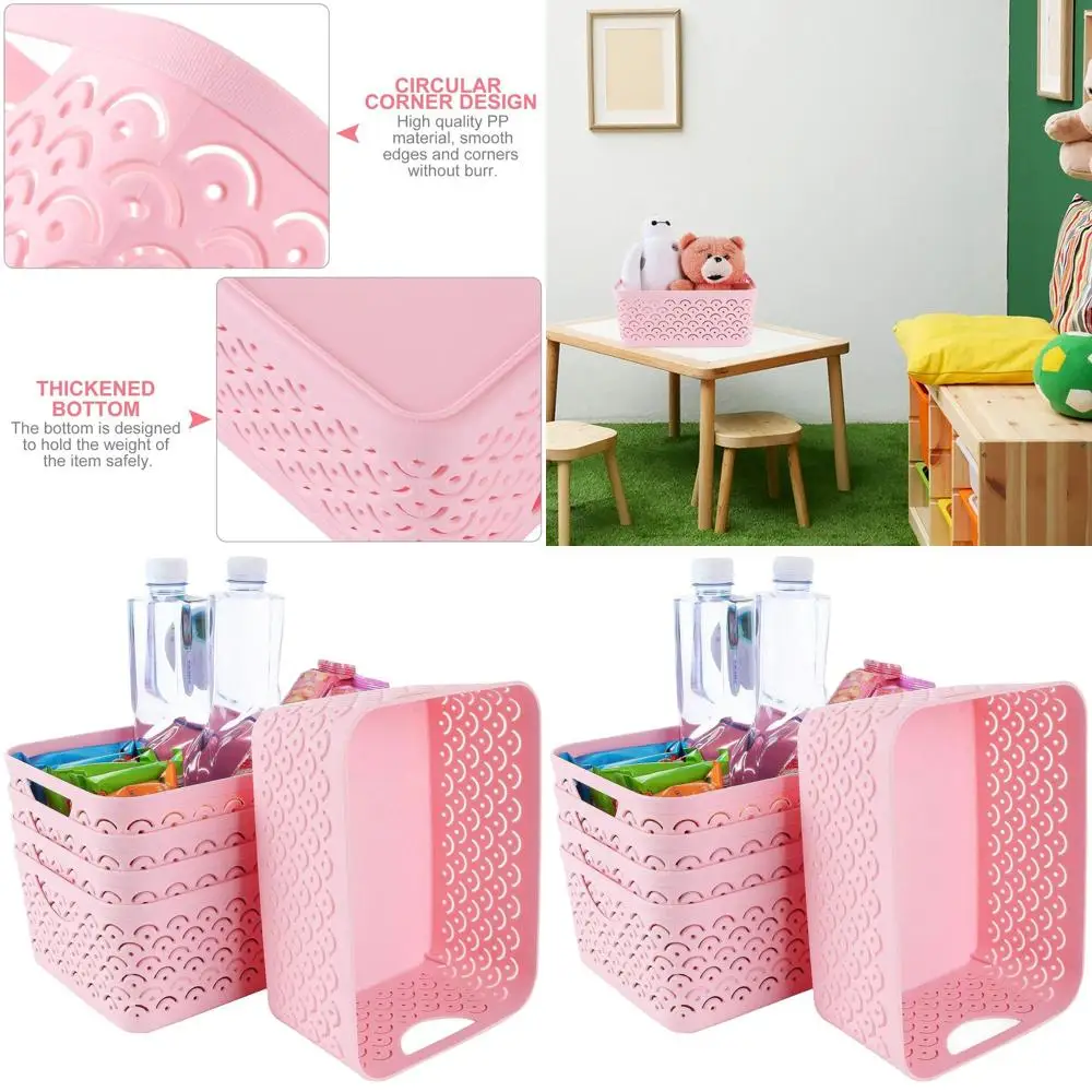 

Portable Pink Fish Scale Storage Baskets, 5-Pack, Ideal for Kitchen, Bath, Kids' Rooms, Nursery - 9.4x7.1x4.1 inches