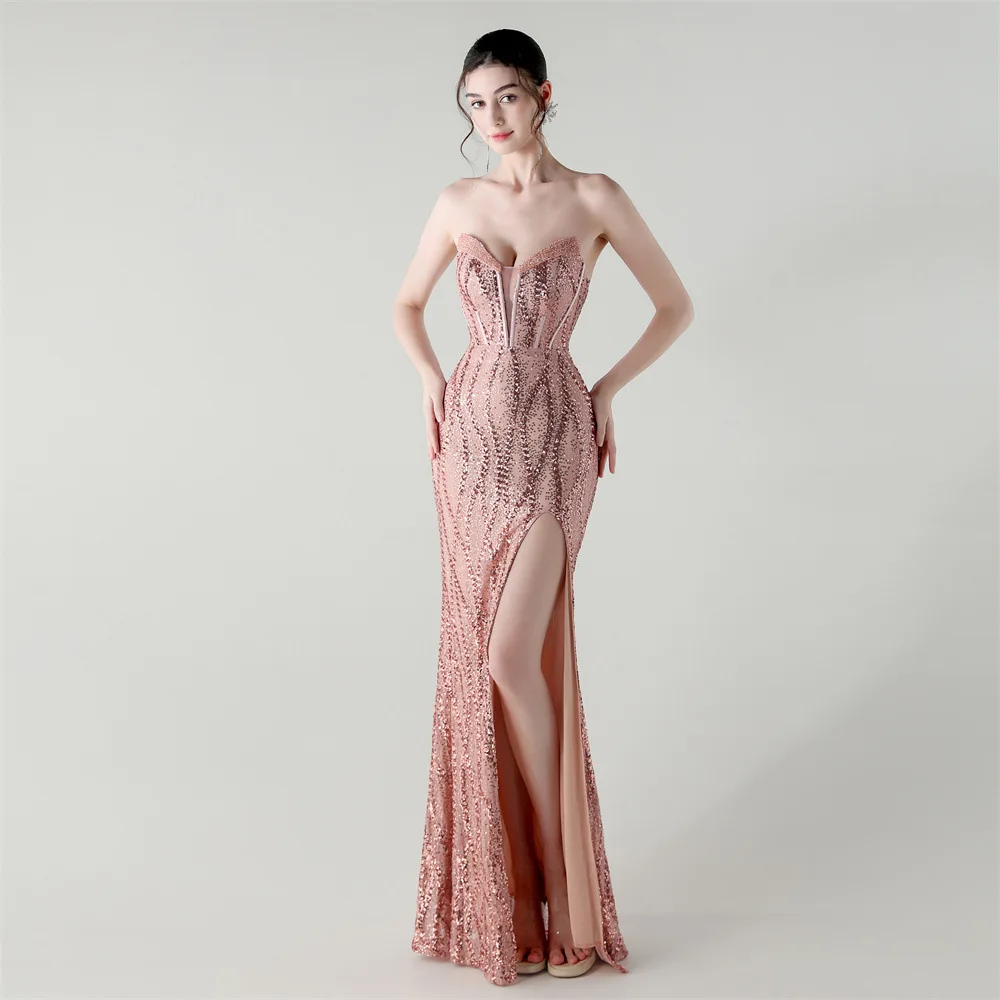 DEERVEADO 10 Colors Elegant Mermaid Sweetheart Sequins Evening Dress for Woman Chic Formal Dress Prom Party Maxi Dresses image 6