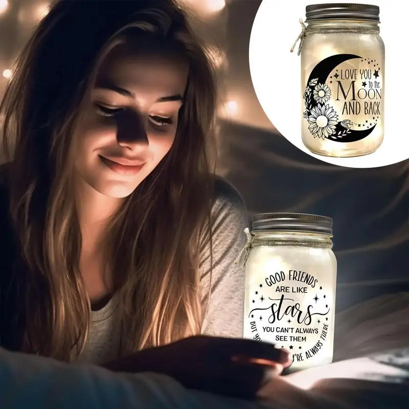 

Jar Fairy Lights Bedside Table Lamp Decorative Lamp Creative Night Light Desktop Ornament For Bedroom Living Room Nightstand