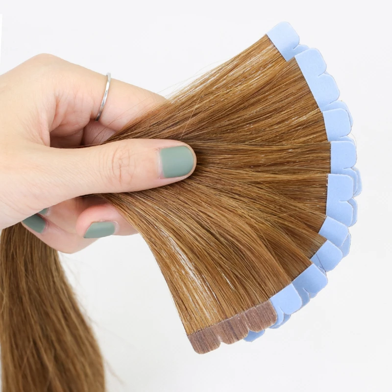 

06# Medium Brown Mini Tape in Hair Extensions Human Hair Natural Hair Extentions 3x0.8cm Tape Weft Tape Ins 10pcs/pack