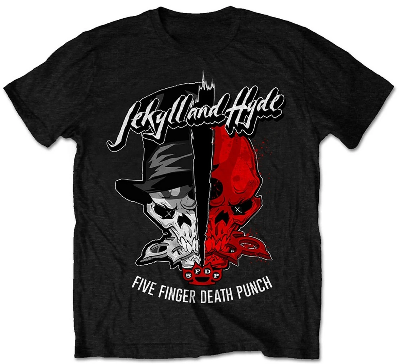 

Мужская и женская свободная футболка с короткими рукавами и графическим принтом Five Finger Death Punch Jekyll&Hyde для повседневной одежды круглого года