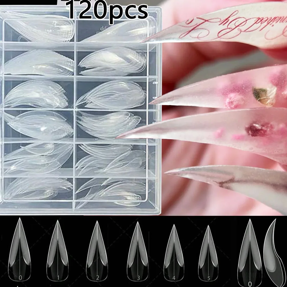 

120PCS Eagle Claw Nail Art Forms Sexy Cool Dragon Claw Cat Claw Crystal Power Nail Extension Acrylic Nail Molds Clear Nail Forms