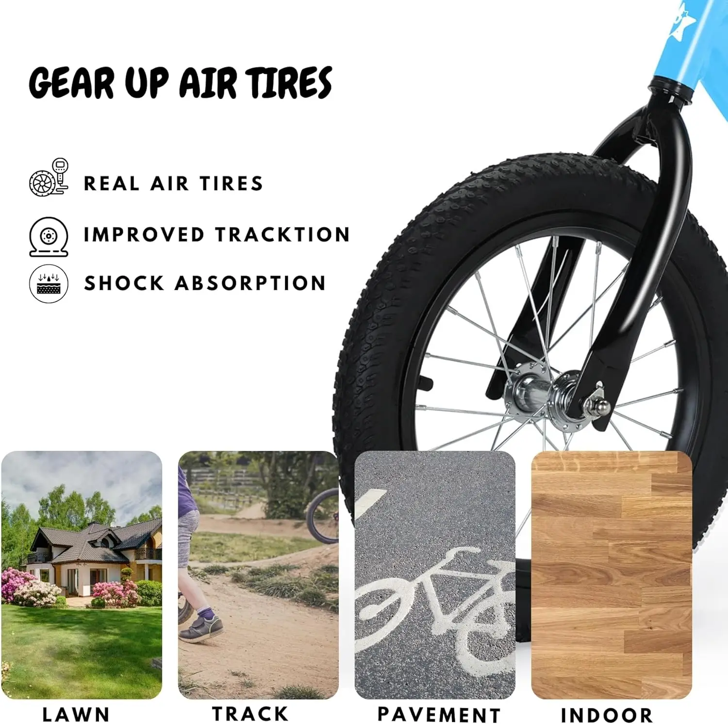 14 Inch Balance Bike for Kids 3-7 Year Old, Kids Bike with No Pedals, Air Rubber Tires, Adjustable Height, Foot Rest, Pedalless