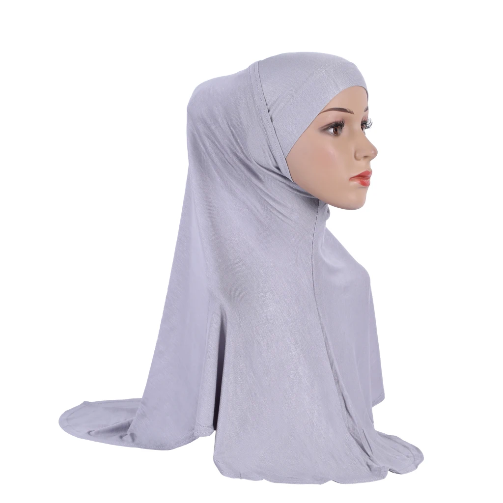 H037 Plain Modal Two pieces pray hijab outside hijabi with underscarf muslim scarf islamic headscarf hat armia pull on headwrap